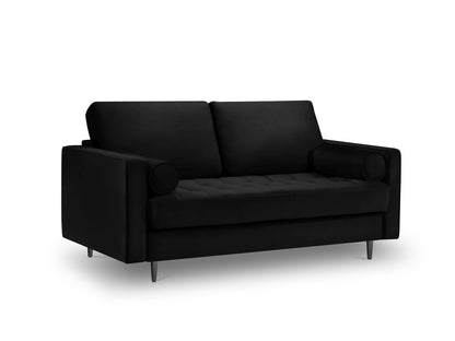Aspen Sofa, 2 Seats, 174x90 cm — Black / Black Chrome Metal