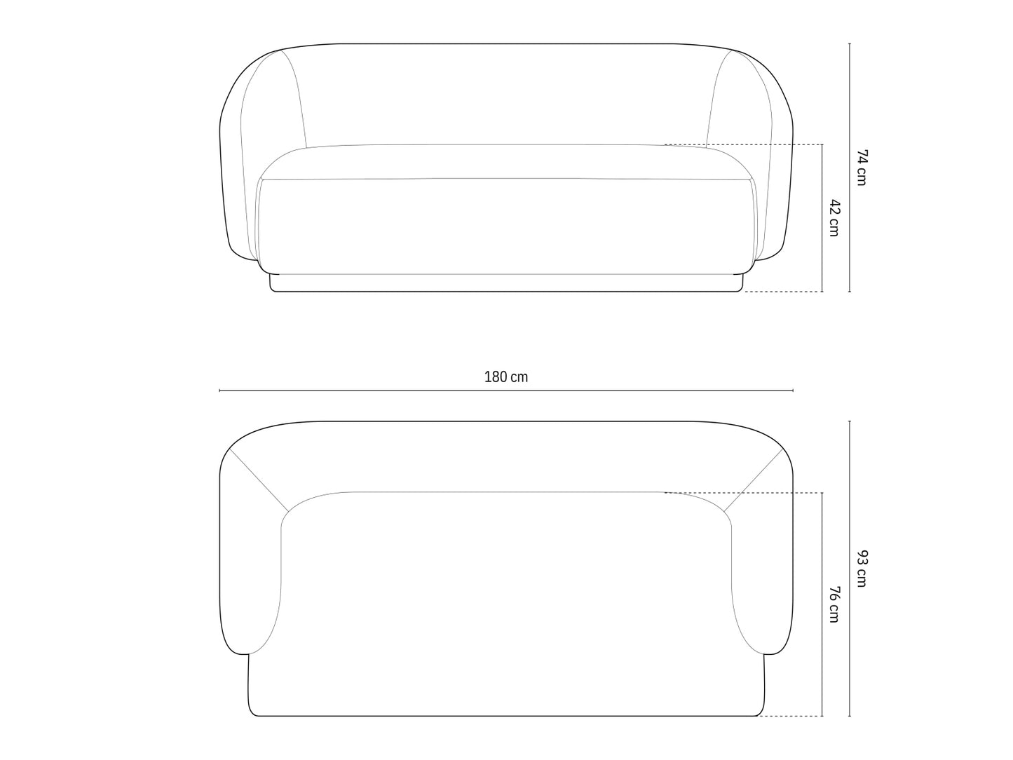 Gomera Sofa, 2 Seats, 180x93 cm