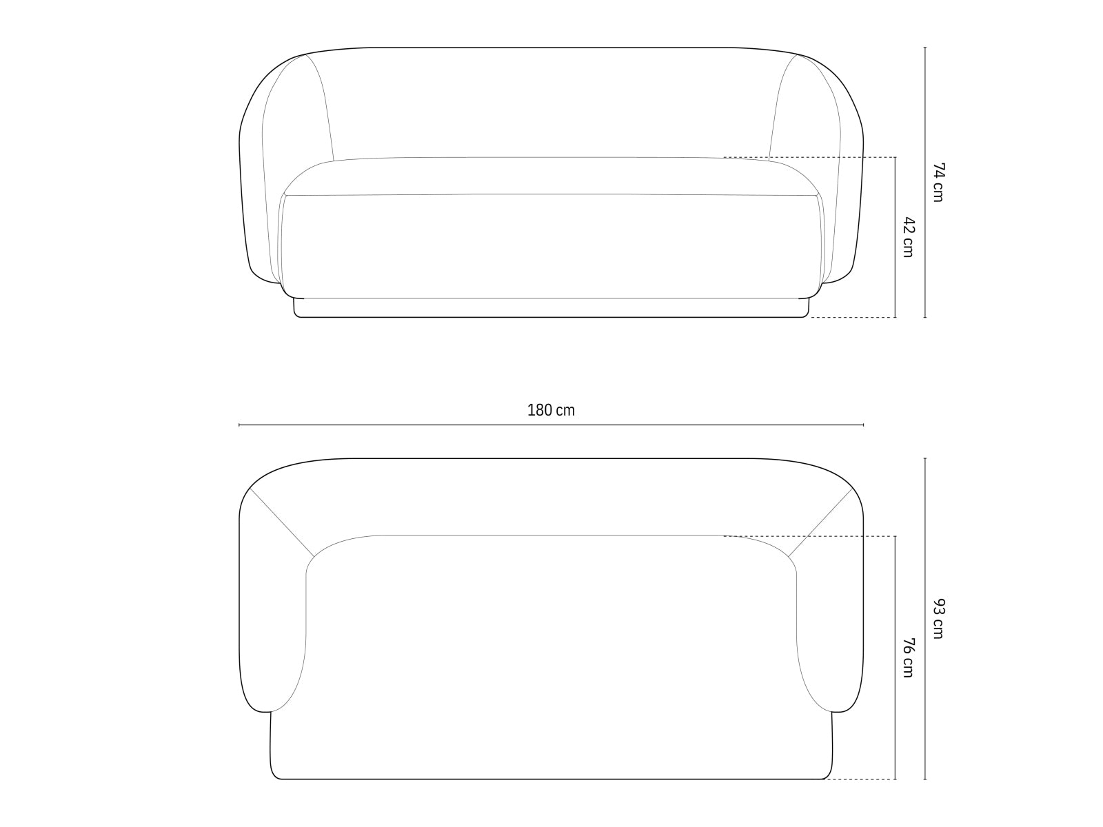 Gomera Sofa, 2 Seats, 180x93 cm
