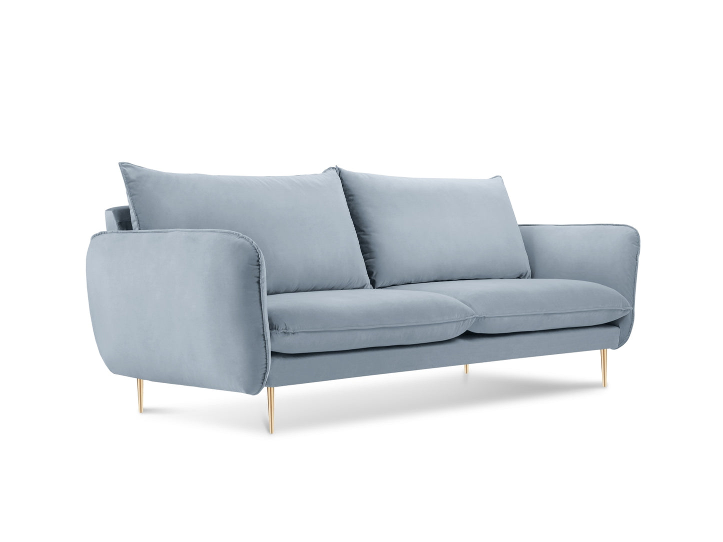 Vienna Sofa, 2 Seats, 160x92 cm — Light Blue / Gold Metal