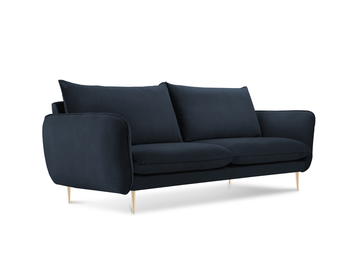 Vienna Sofa, 2 Seats, 160x92 cm — Dark Blue / Gold Metal