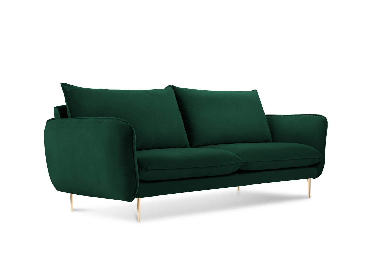 Vienna Sofa, 2 Seats, 160x92 cm — Bottle Green / Gold Metal