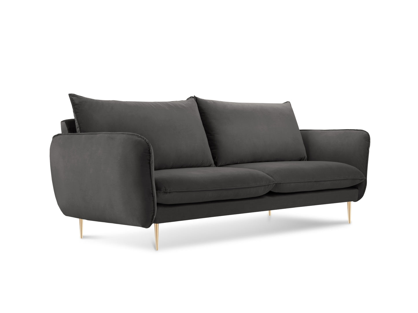 Vienna Sofa, 2 Seats, 160x92 cm — Dark Grey / Gold Metal