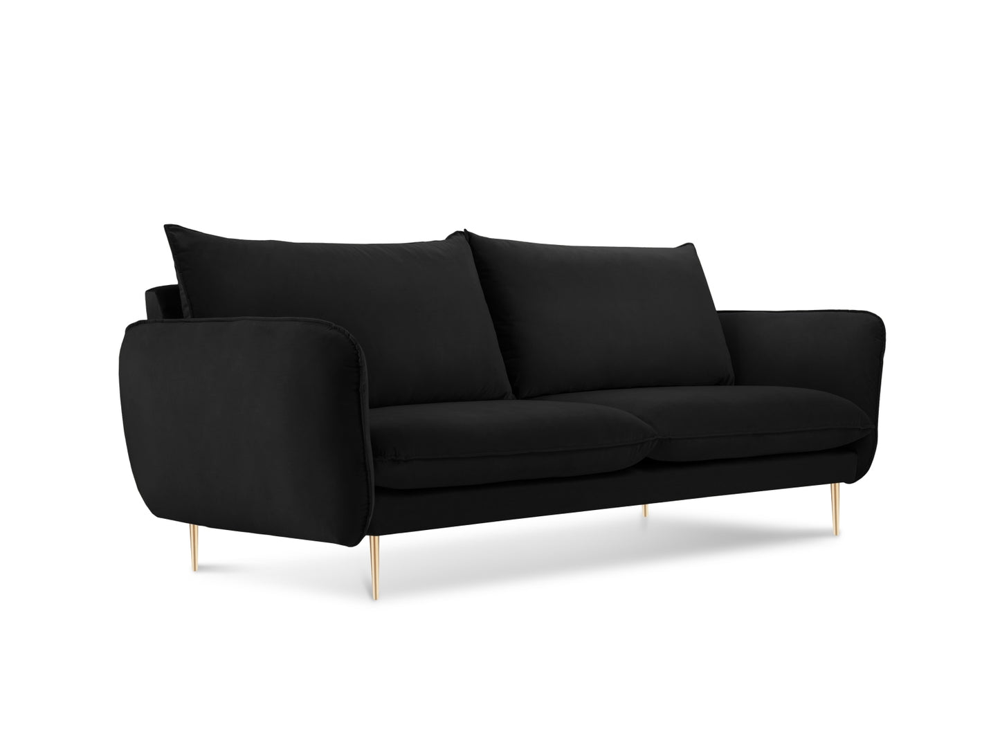 Vienna Sofa, 2 Seats, 160x92 cm — Black / Gold Metal