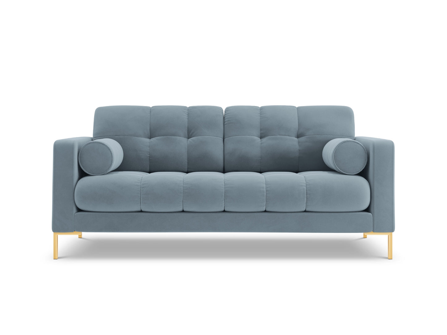 Bali Sofa, 2 Seats, 152x96 cm — Light Blue / Gold Metal