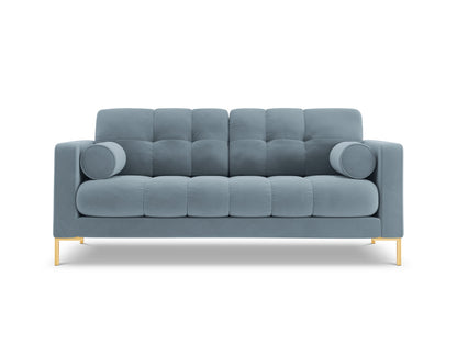 Bali Sofa, 2 Seats, 152x96 cm — Light Blue / Gold Metal