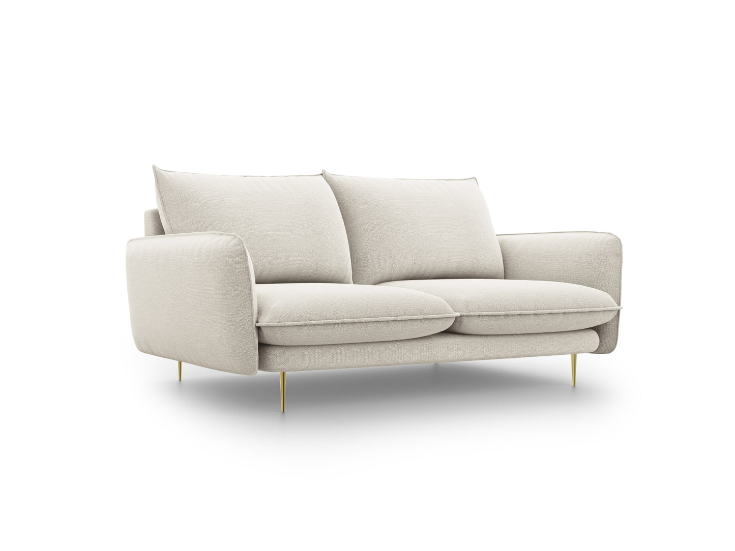 Vienna Sofa, 2 Seats, 160x92 cm — Light Beige / Gold Metal