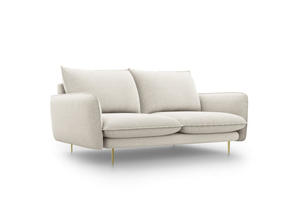 Vienna Sofa, 2 Seats, 160x92 cm — Light Beige / Gold Metal