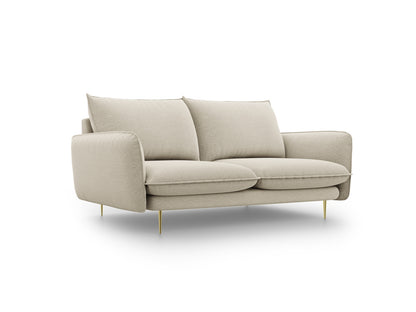 Vienna Sofa, 2 Seats, 160x92 cm — Beige / Gold Metal