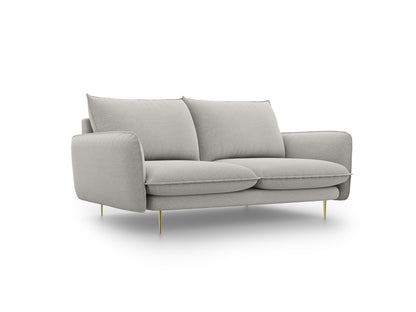 Vienna Sofa, 2 Seats, 160x92 cm — Light Grey / Gold Metal
