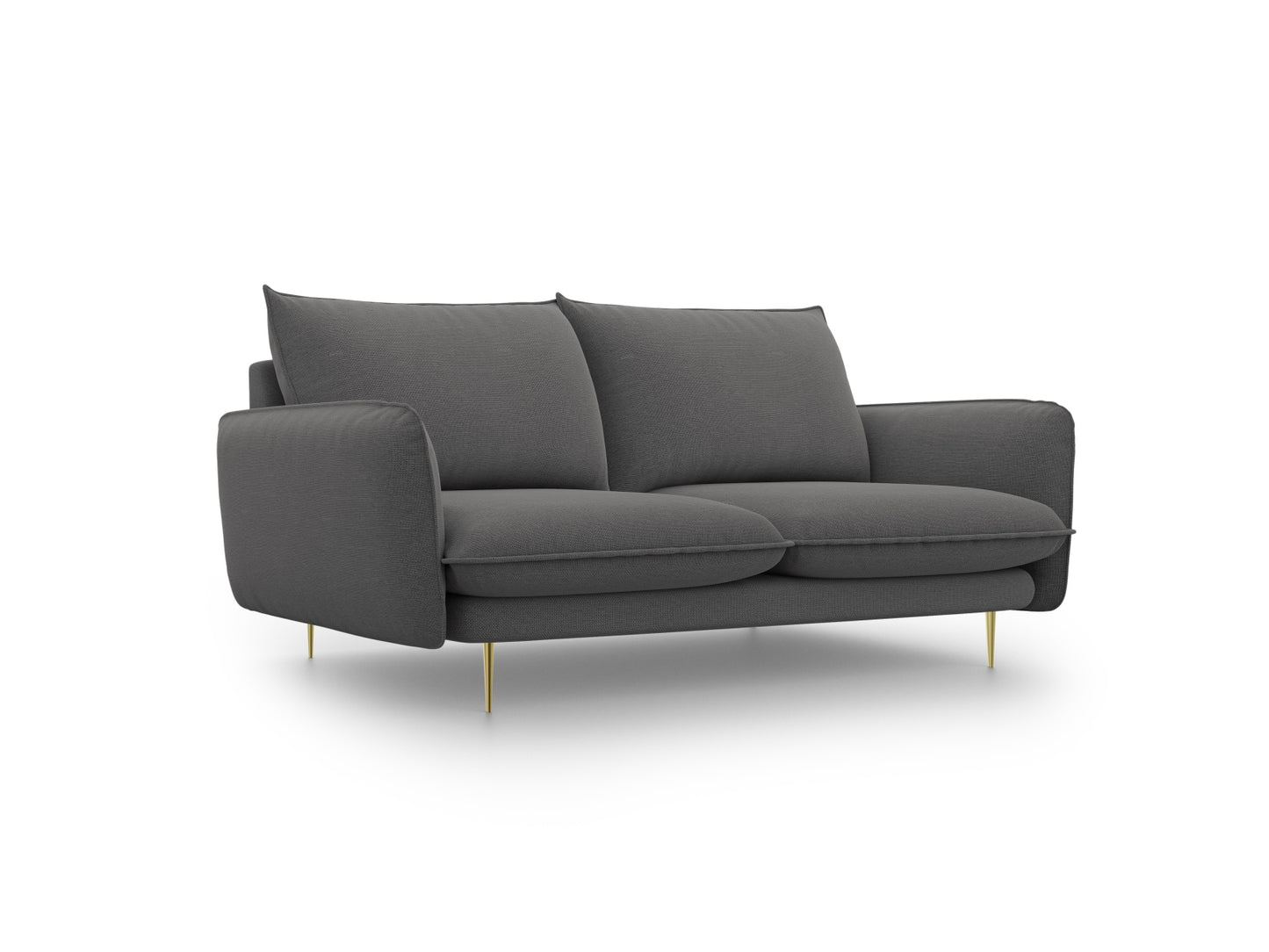 Vienna Sofa, 2 Seats, 160x92 cm — Dark Grey / Gold Metal