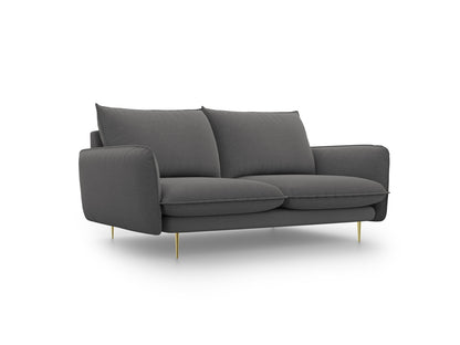 Vienna Sofa, 2 Seats, 160x92 cm — Dark Grey / Gold Metal
