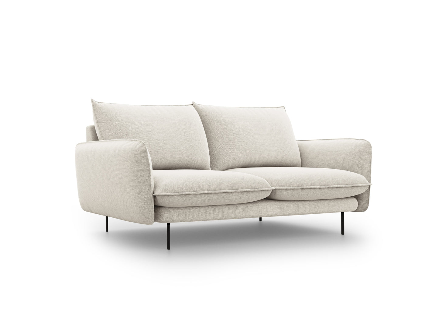 Vienna Sofa, 2 Seats, 160x92 cm — Light Beige / Black Metal