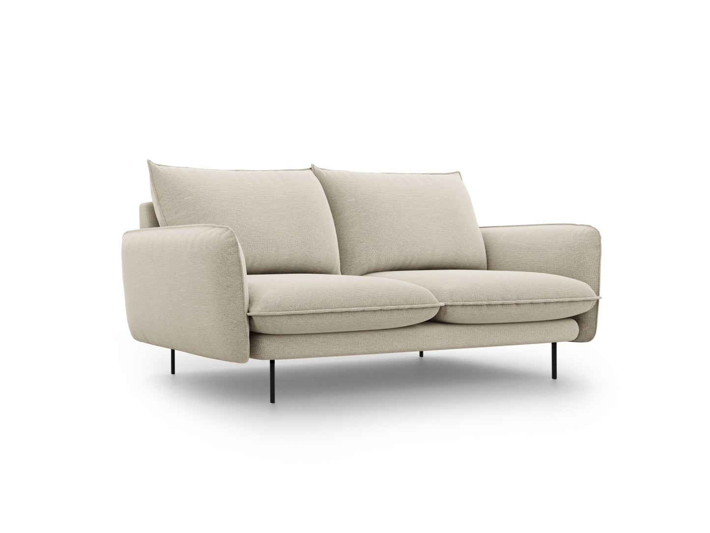 Vienna Sofa, 2 Seats, 160x92 cm — Beige / Black Metal
