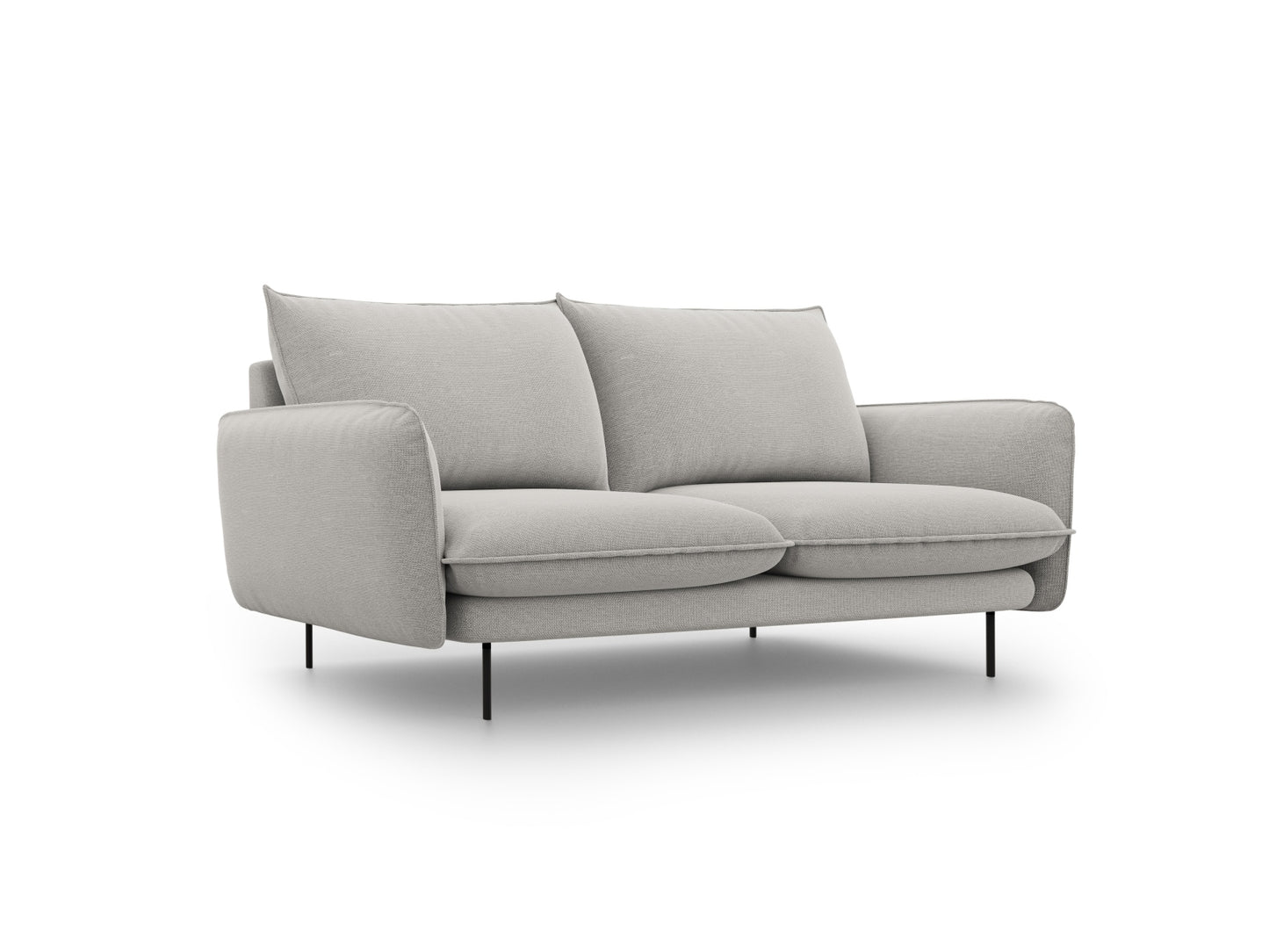 Vienna Sofa, 2 Seats, 160x92 cm — Light Grey / Black Metal