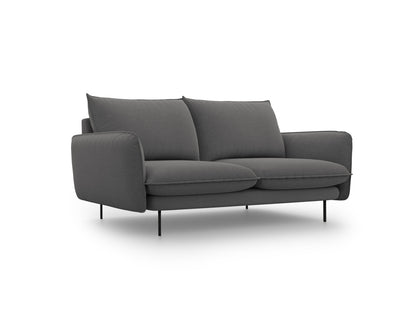 Vienna Sofa, 2 Seats, 160x92 cm — Dark Grey / Black Metal