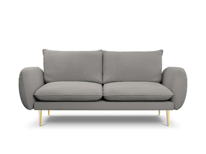 Vienna Sofa, 2 Seats, 160x92 cm — Grey / Gold Metal