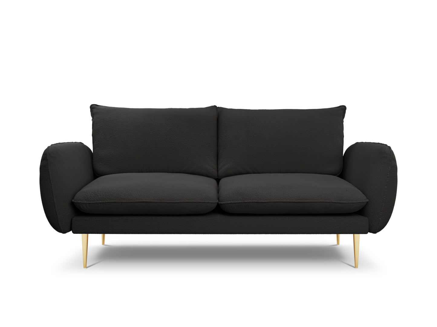 Vienna Sofa, 2 Seats, 160x92 cm — Black / Gold Metal