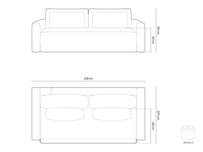 Belfast Sofa With Bed Function And Box, 3 Seats, 238x105 cm