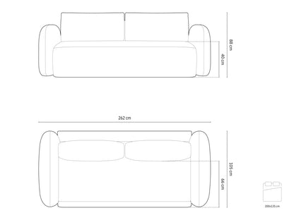 Tonale Sofa With Bed Function And Box, 3 Seats, 262x105 cm