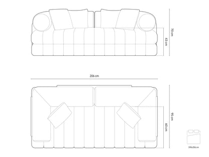 Kemi Sofa With Bed Function, 3 Seats, 206x95 cm