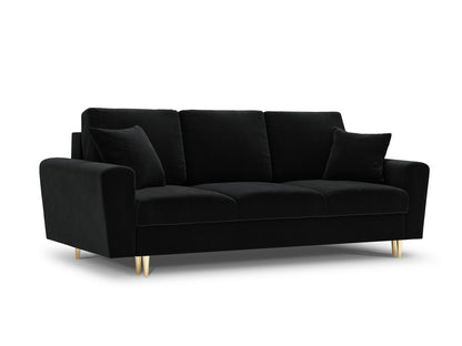 Kyoto Sofa With Bed Function And Box, 3 Seats, 235x100 cm — Black / Gold Metal