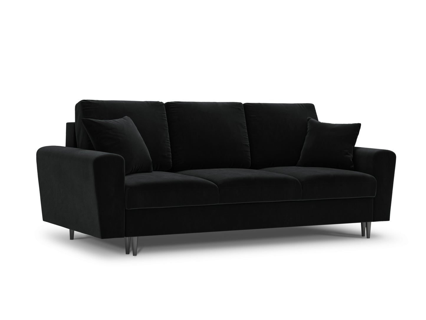 Kyoto Sofa With Bed Function And Box, 3 Seats, 235x100 cm — Black / Black Chrome Metal