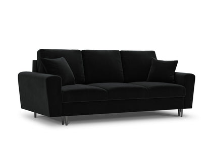 Kyoto Sofa With Bed Function And Box, 3 Seats, 235x100 cm — Black / Black Chrome Metal