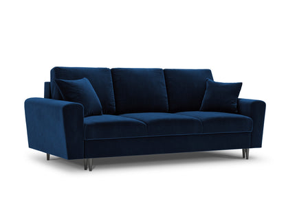 Kyoto Sofa With Bed Function And Box, 3 Seats, 235x100 cm — Royal Blue / Black Chrome Metal