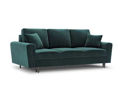 Kyoto Sofa With Bed Function And Box, 3 Seats, 235x100 cm — Petrol / Black Chrome Metal