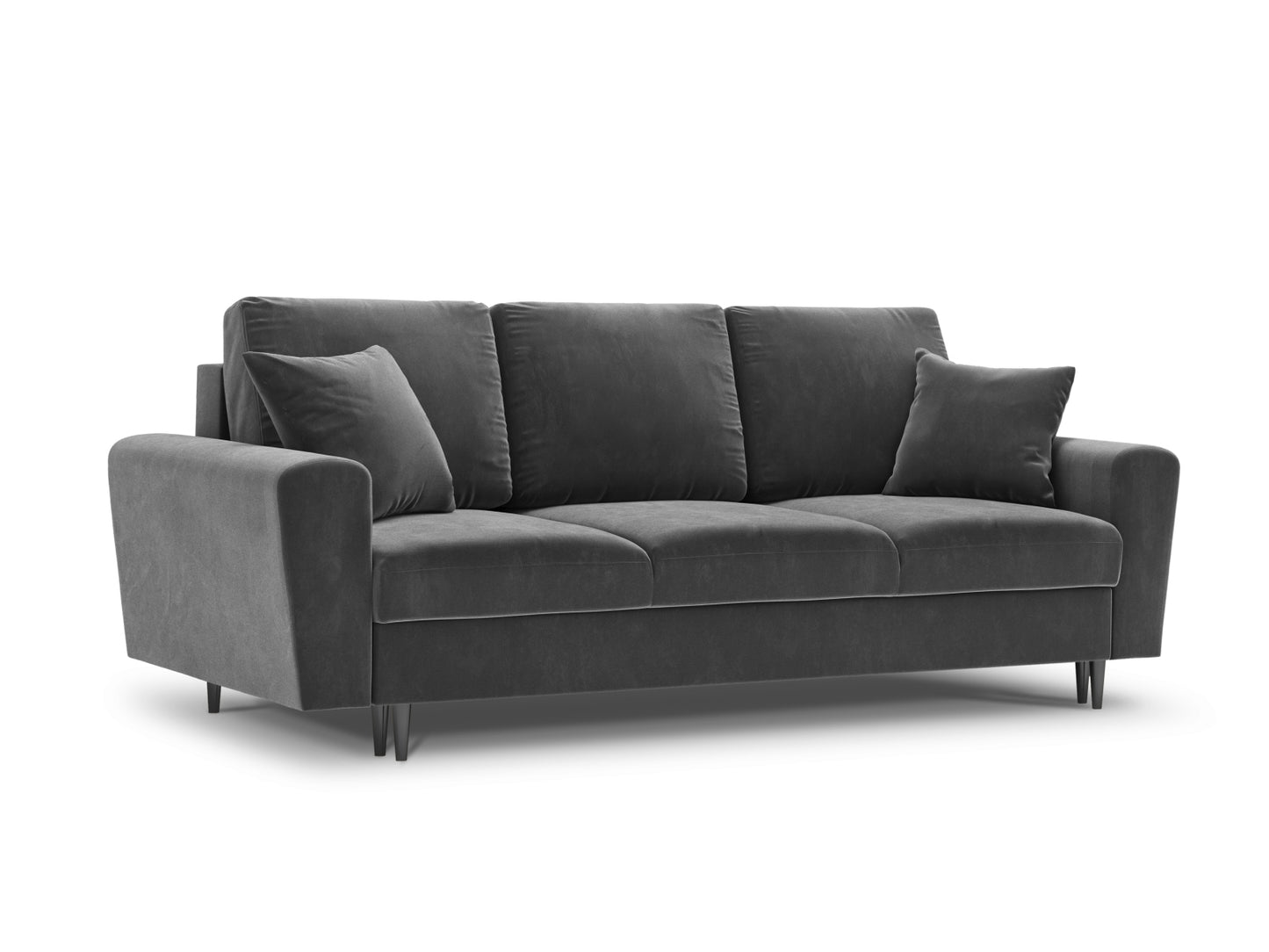 Kyoto Sofa With Bed Function And Box, 3 Seats, 235x100 cm — Light Grey / Black Chrome Metal