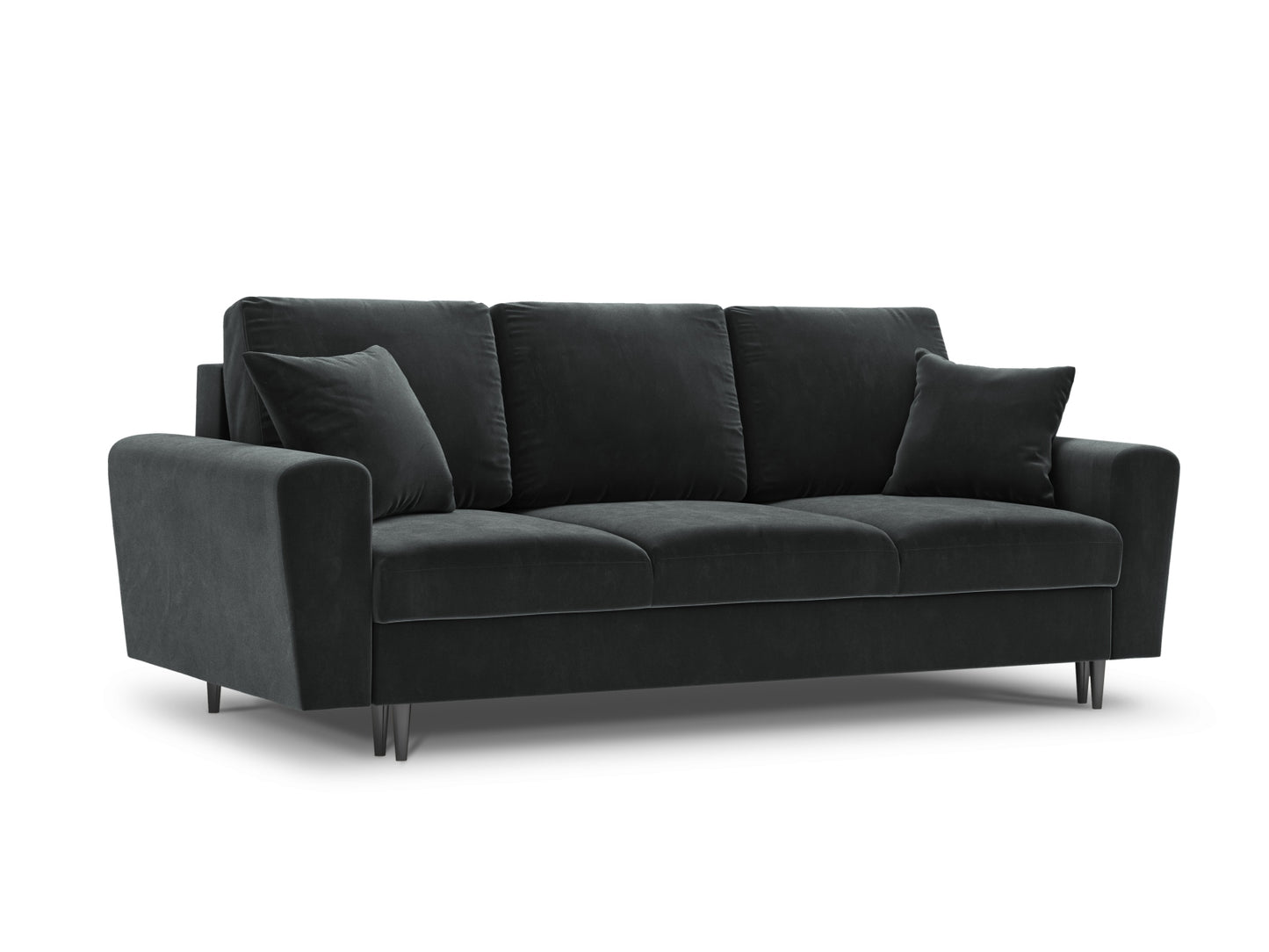 Kyoto Sofa With Bed Function And Box, 3 Seats, 235x100 cm — Dark Grey / Black Chrome Metal
