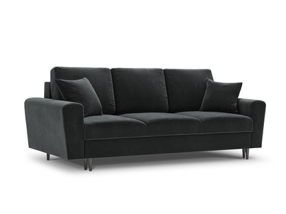 Kyoto Sofa With Bed Function And Box, 3 Seats, 235x100 cm — Dark Grey / Black Chrome Metal
