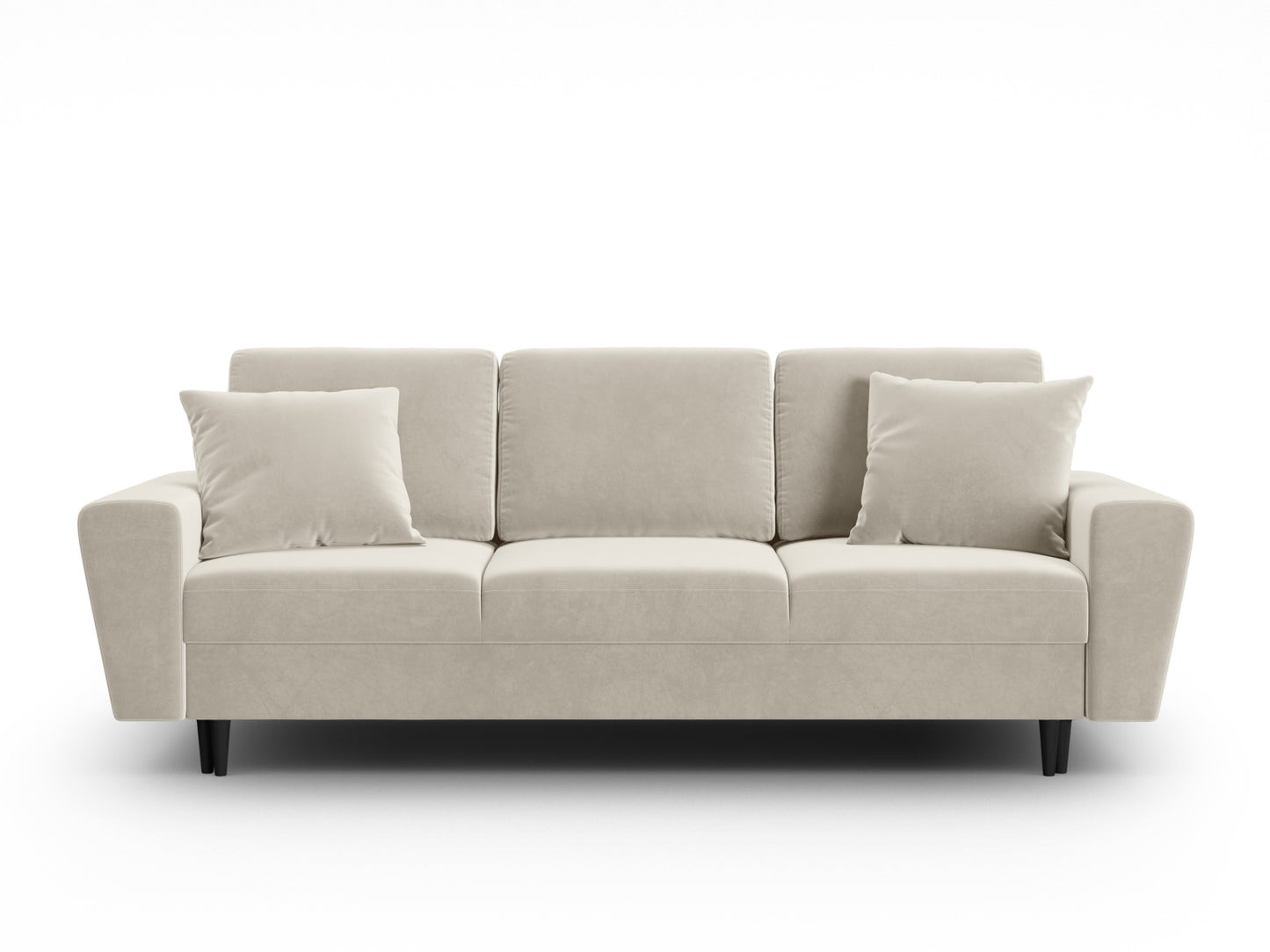 Kyoto Sofa With Bed Function And Box, 3 Seats, 235x100 cm — Light Beige / Black Beech Wood