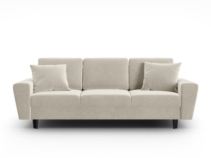 Kyoto Sofa With Bed Function And Box, 3 Seats, 235x100 cm — Light Beige / Black Beech Wood