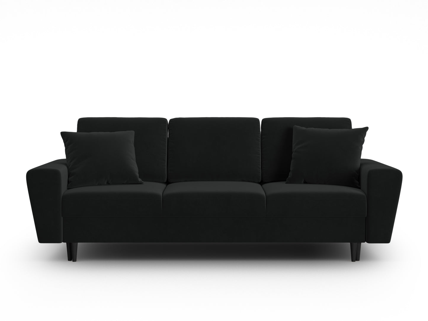 Kyoto Sofa With Bed Function And Box, 3 Seats, 235x100 cm — Black / Black Beech Wood