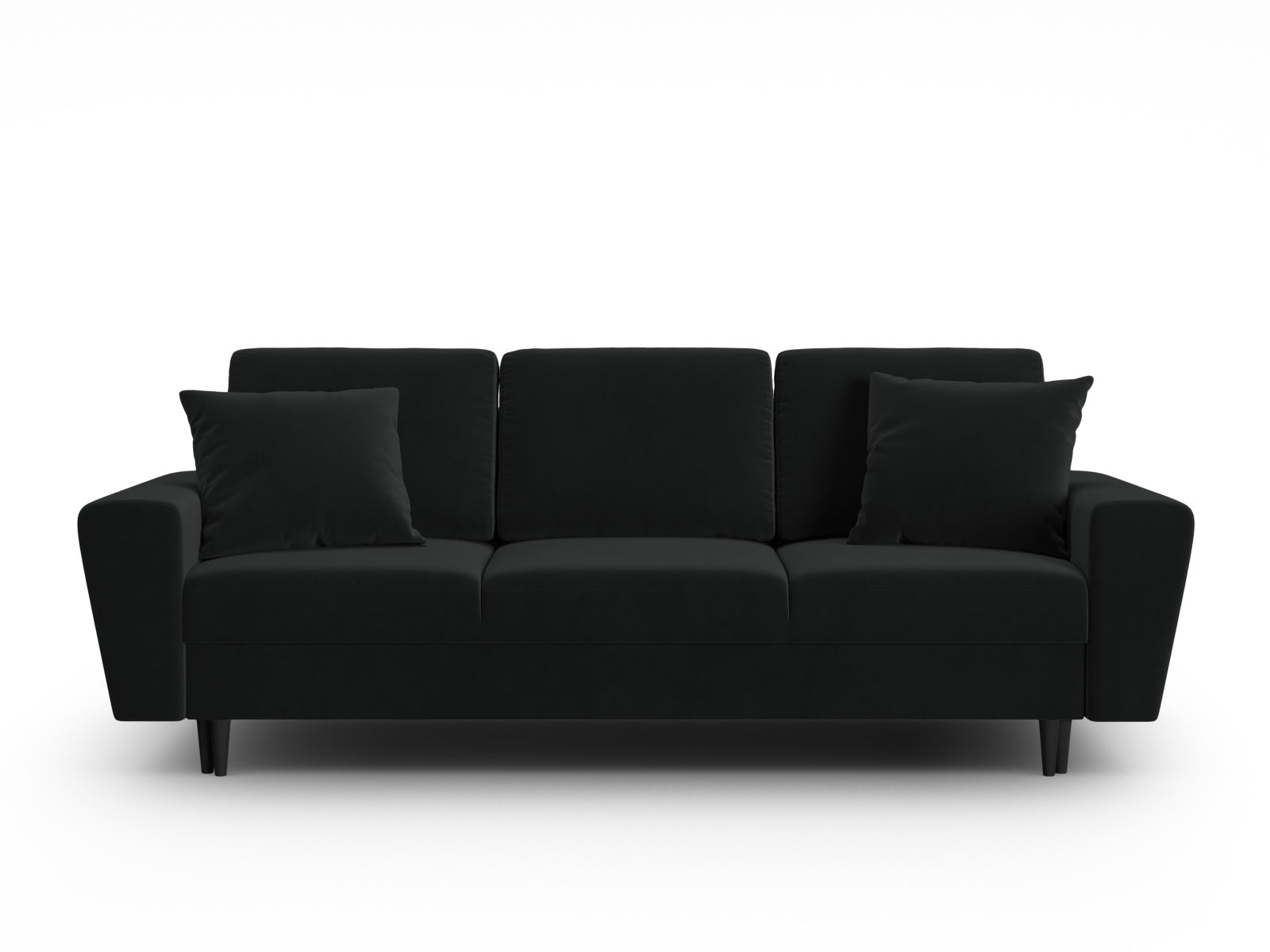 Kyoto Sofa With Bed Function And Box, 3 Seats, 235x100 cm — Black / Black Beech Wood