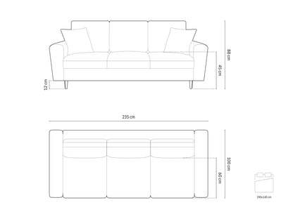 Kyoto Sofa With Bed Function And Box, 3 Seats, 235x100 cm