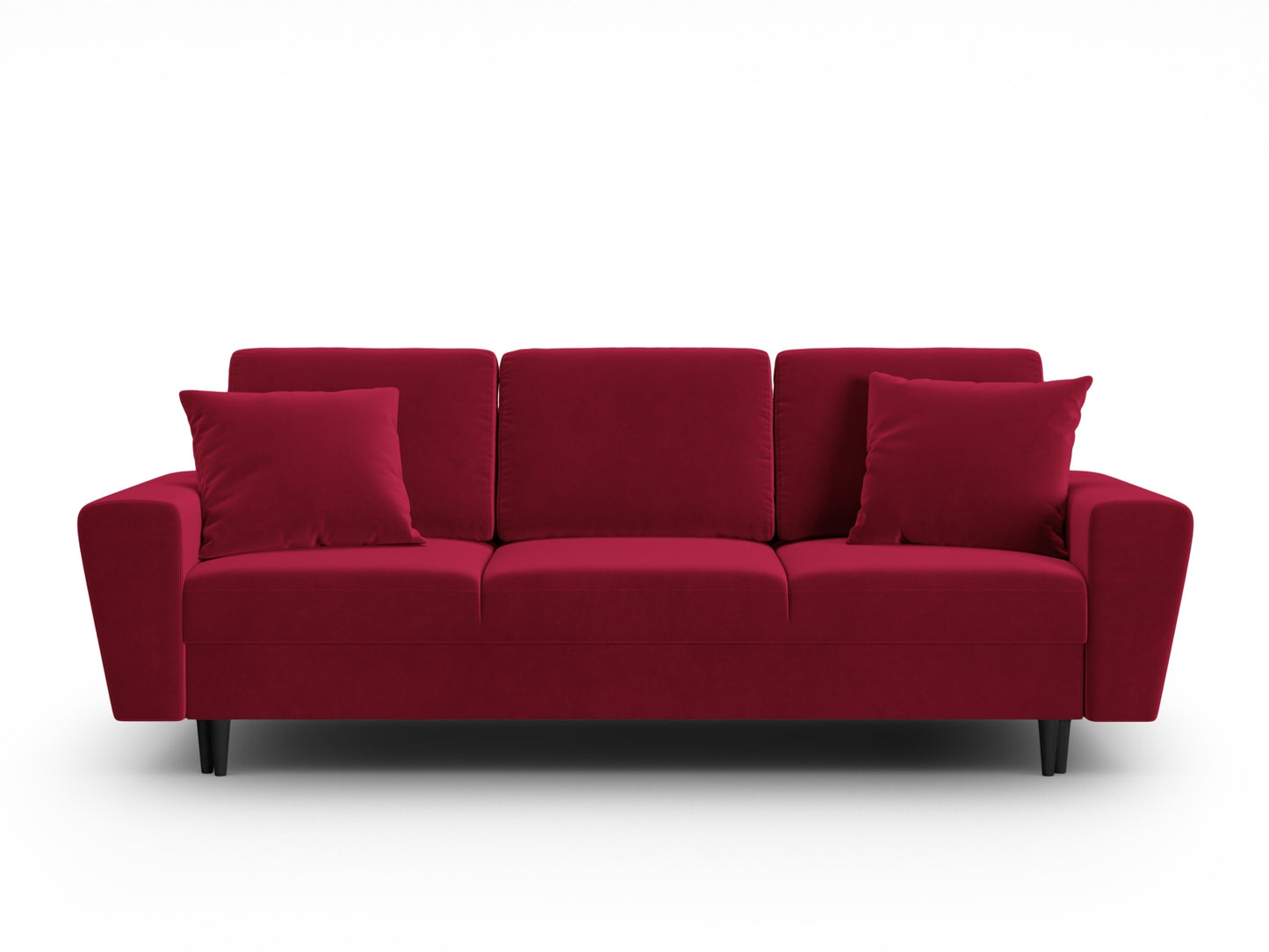 Kyoto Sofa With Bed Function And Box, 3 Seats, 235x100 cm — Red / Black Beech Wood