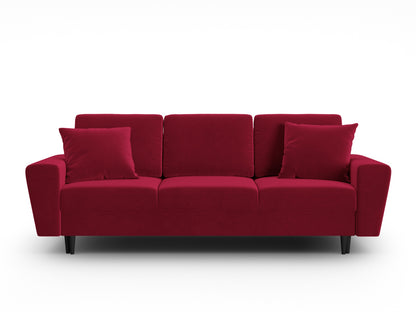 Kyoto Sofa With Bed Function And Box, 3 Seats, 235x100 cm — Red / Black Beech Wood