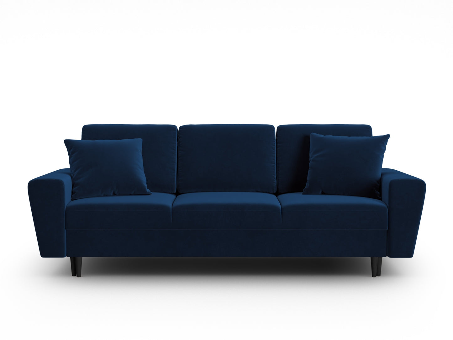 Kyoto Sofa With Bed Function And Box, 3 Seats, 235x100 cm — Royal Blue / Black Beech Wood