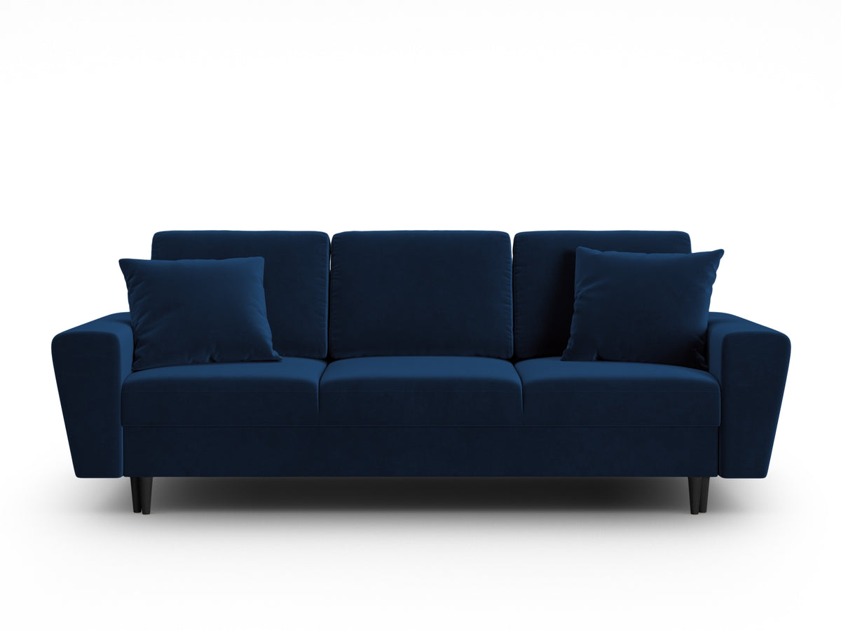 Kyoto Sofa With Bed Function And Box, 3 Seats, 235x100 cm — Royal Blue / Black Beech Wood