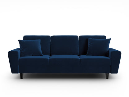 Kyoto Sofa With Bed Function And Box, 3 Seats, 235x100 cm — Royal Blue / Black Beech Wood