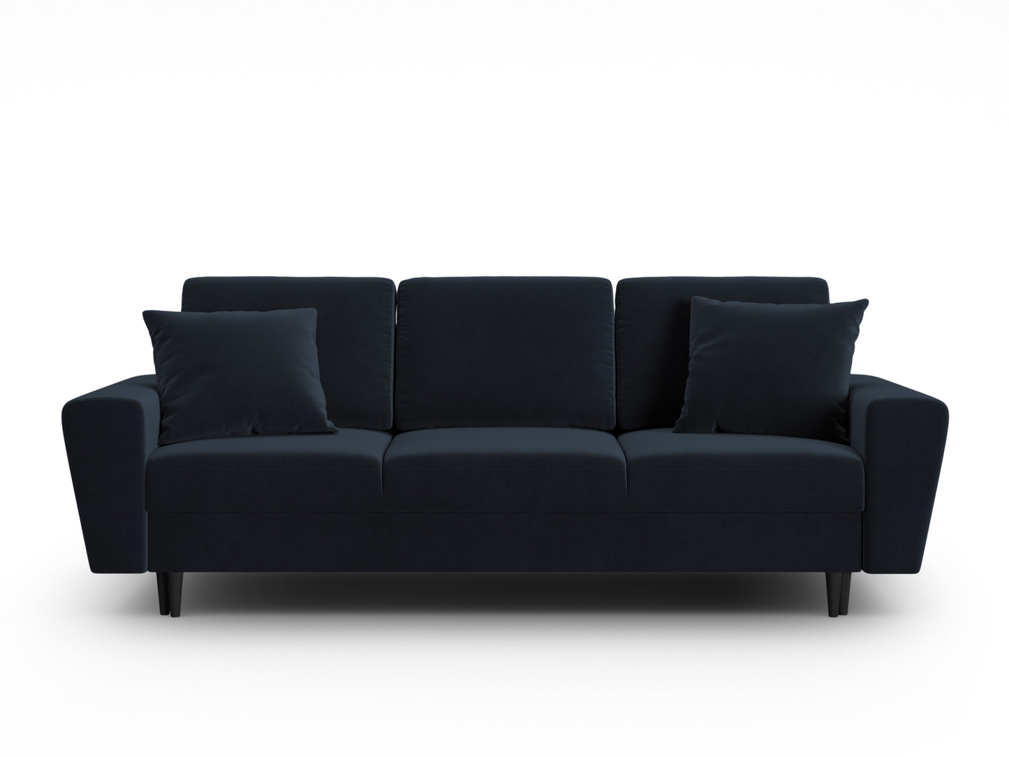Kyoto Sofa With Bed Function And Box, 3 Seats, 235x100 cm — Dark Blue / Black Beech Wood