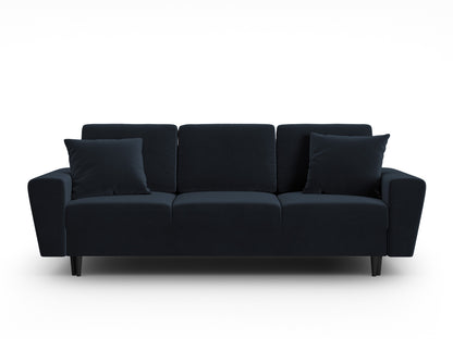 Kyoto Sofa With Bed Function And Box, 3 Seats, 235x100 cm — Dark Blue / Black Beech Wood