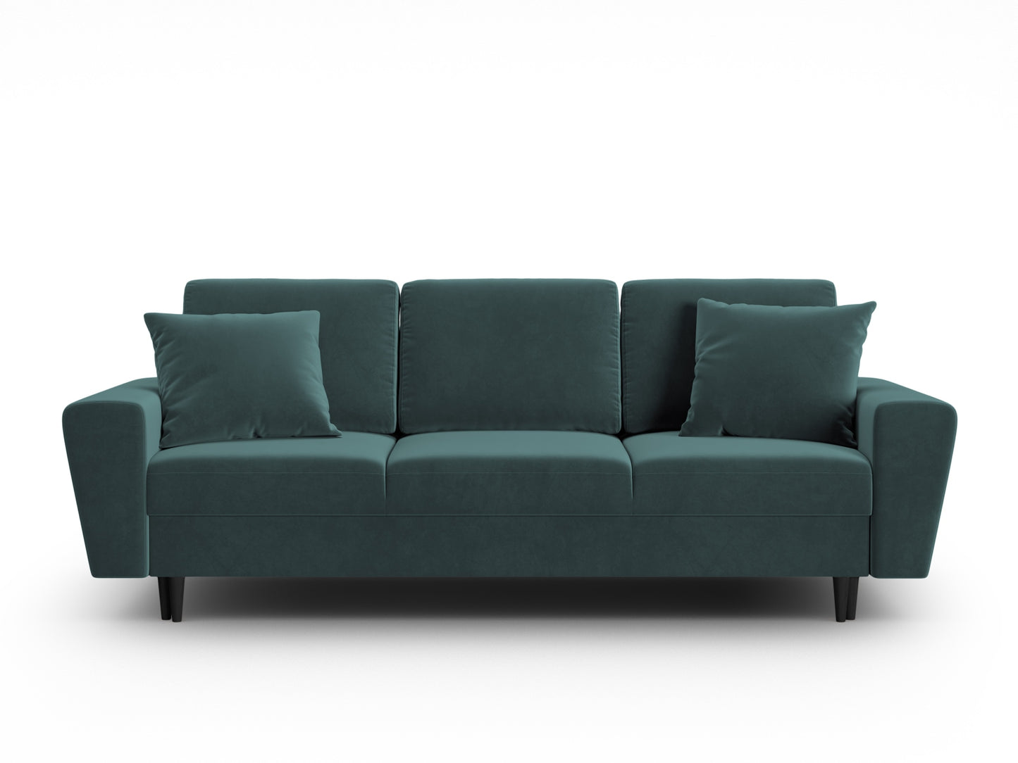 Kyoto Sofa With Bed Function And Box, 3 Seats, 235x100 cm — Petrol / Black Beech Wood
