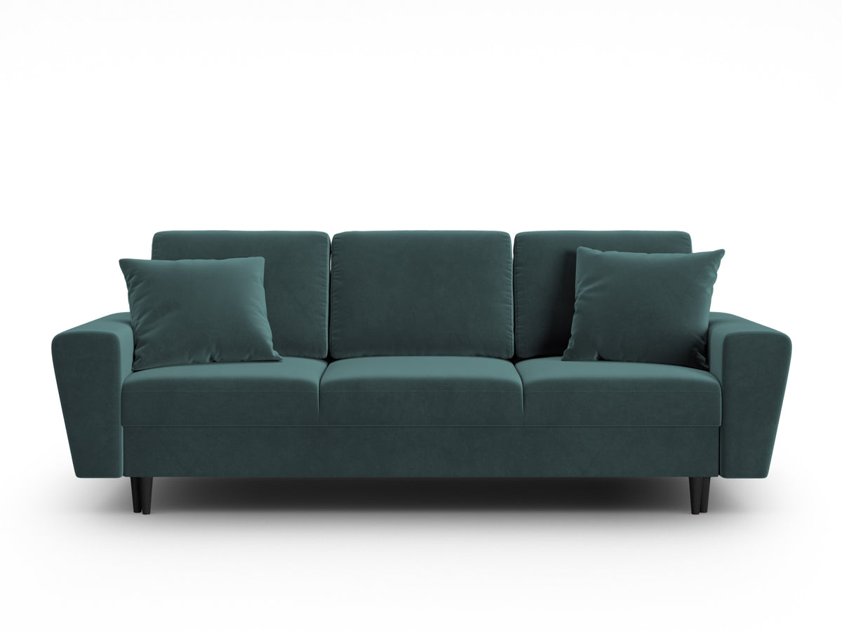 Kyoto Sofa With Bed Function And Box, 3 Seats, 235x100 cm — Petrol / Black Beech Wood