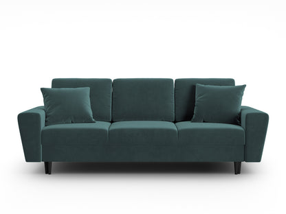 Kyoto Sofa With Bed Function And Box, 3 Seats, 235x100 cm — Petrol / Black Beech Wood