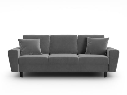 Kyoto Sofa With Bed Function And Box, 3 Seats, 235x100 cm — Light Grey / Black Beech Wood