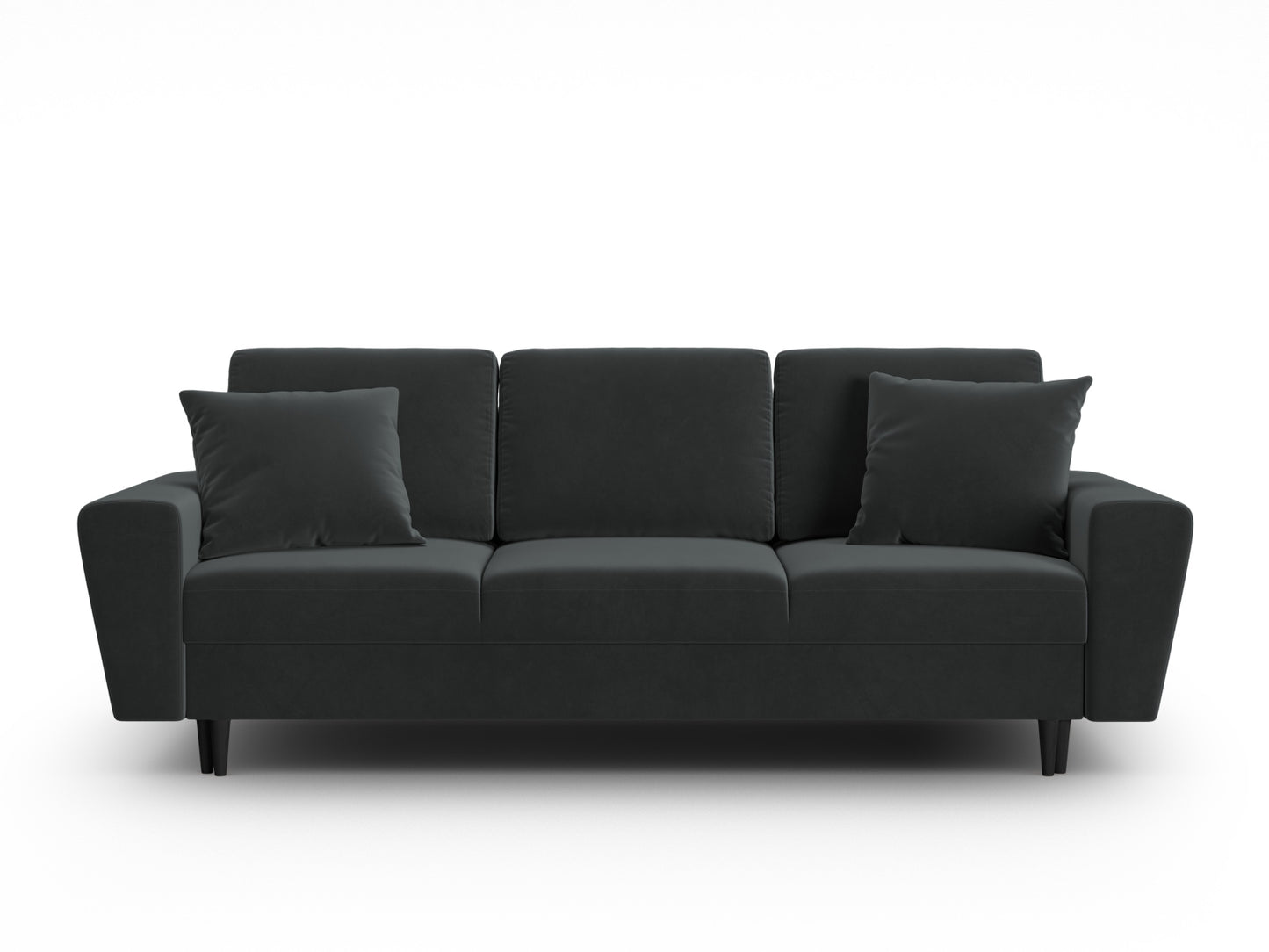 Kyoto Sofa With Bed Function And Box, 3 Seats, 235x100 cm — Dark Grey / Black Beech Wood